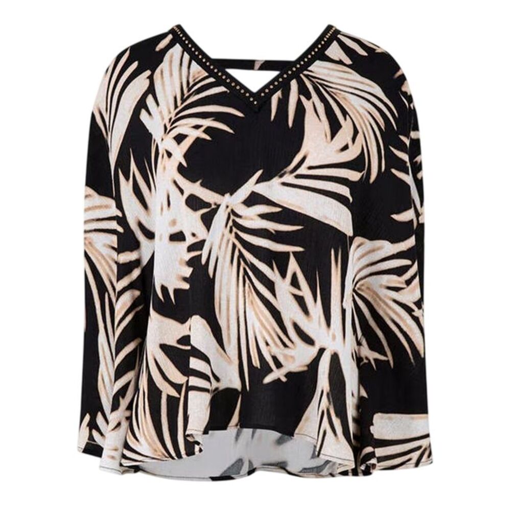Biba Womens/Ladies Leaf Print V Neck Relaxed Fit Blouse / Multicolored